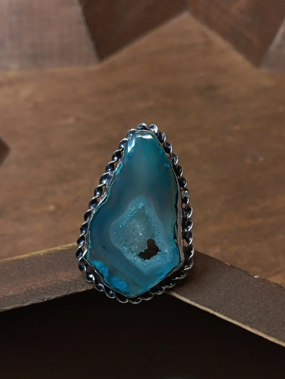 Blue Druzy Agate Statement Ring - Women Jewelry